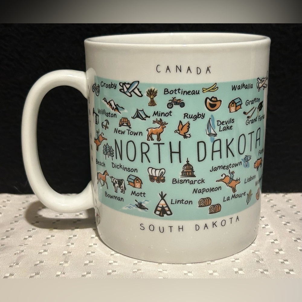 NORTH DAKOTA Coffee Tea Mug 222 Fifth My Place ND State Map Large Jumbo 24 oz